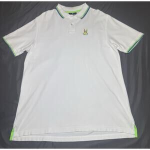 Psycho Bunny White Polo Shirt Sz 7/XL Big&Tall Hilsboro Collar Stripe B9K104W1PC